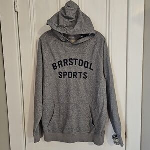 Barstool Sports Mens Large Hoodie Sweatshirt Embroidered 100% Cotton Gray